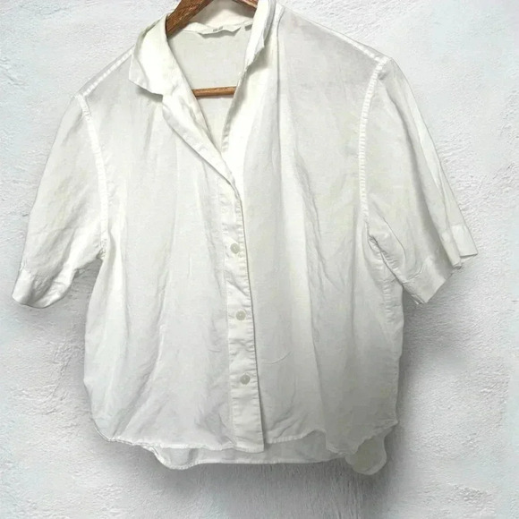 UNIQLO LINEN BLEND OPEN COLLAR SHORT SLEEVE SHIRT XS - Picture 2 of 6